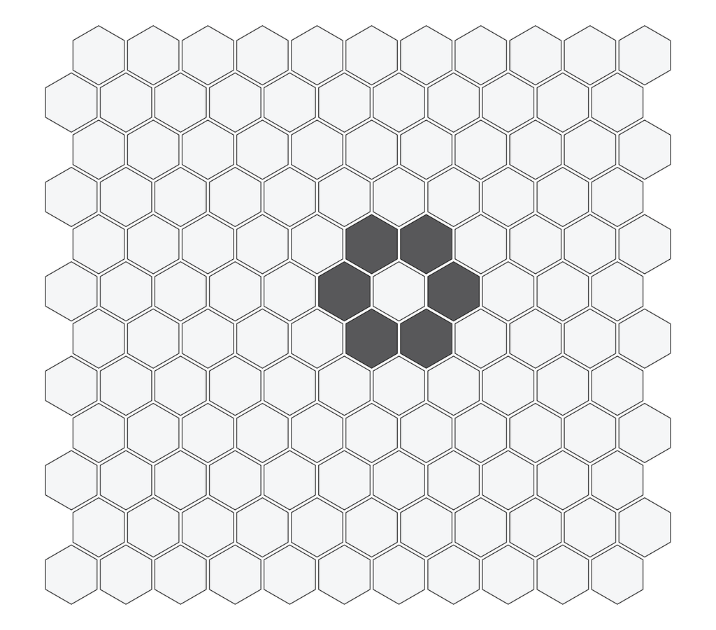 Charcoal Daisy Pattern - 1"Hex in Arctic background