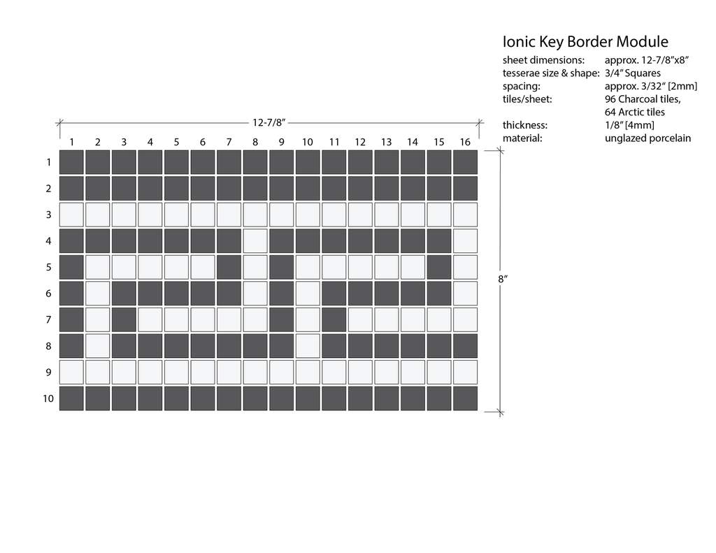 Ionic Greek key border in Arctic/Charcoal - 3/4" squares