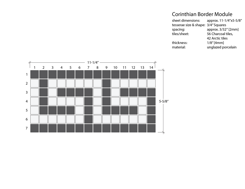 Corinthian Greek key border in Arctic/Charcoal - 3/4" squares