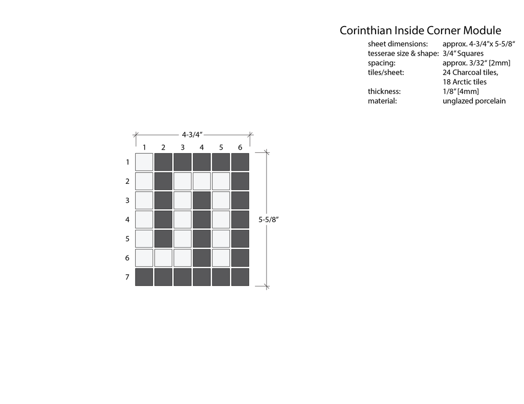 Corinthian Greek key border inside corner in Arctic/Charcoal - 3/4" squares