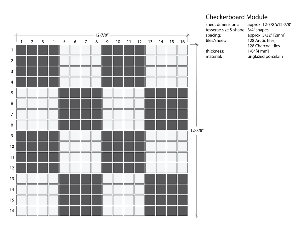 checkerboard mosaic in Arctic/Charcoal - 3/4" squares