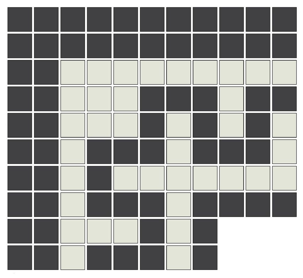 Doric Greek key border outside corner in White/Black - 3/4" squares