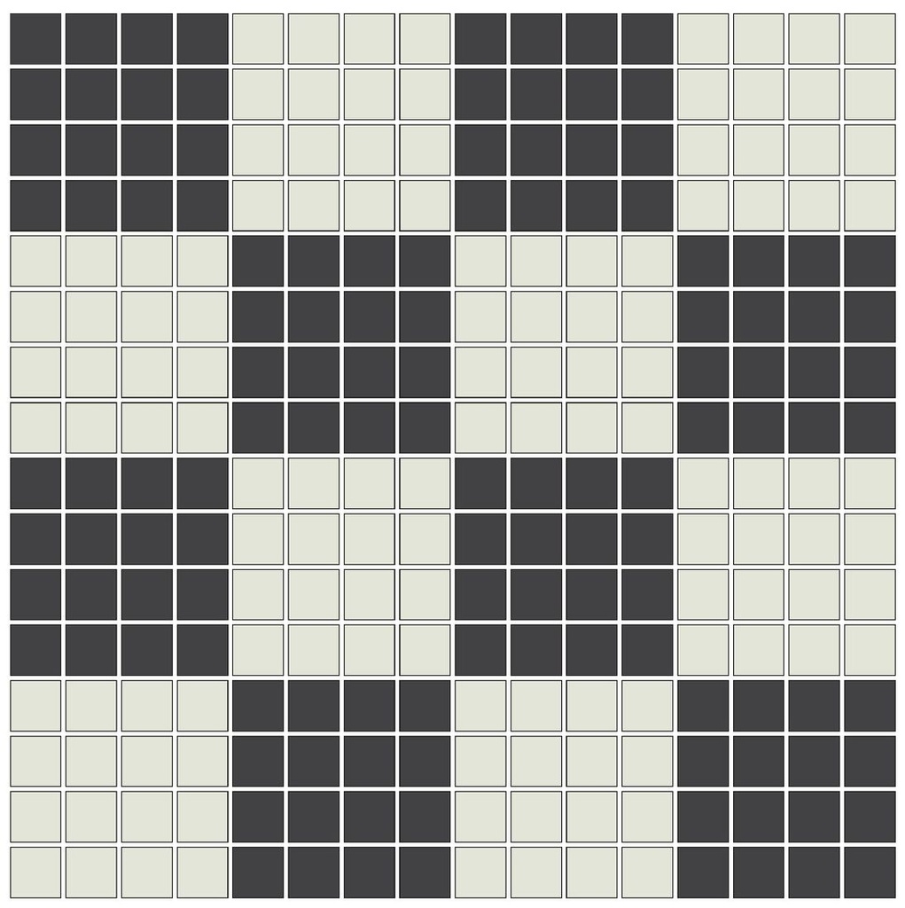 checkerboard mosaic in White/Black - 3/4" squares