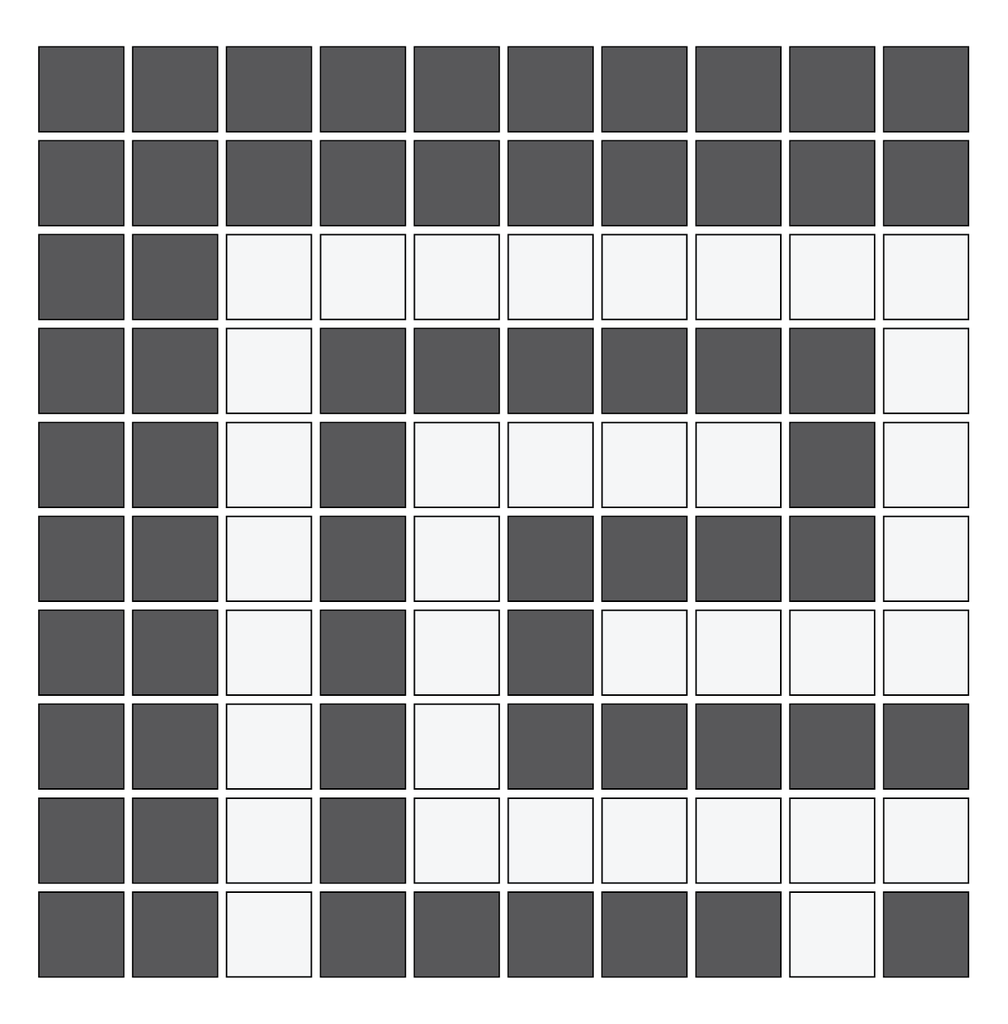 Ionic Greek key border outside corner in Arctic/Charcoal - 3/4" squares