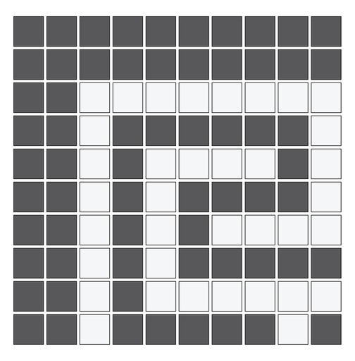 [SMC20G61] Ionic Greek key border outside corner in Arctic/Charcoal - 3/4" squares