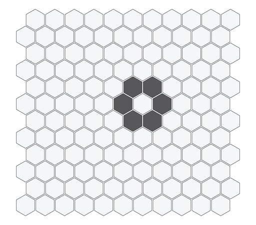 [SMPPDY50] Charcoal Daisy Pattern - 1"Hex in Arctic background